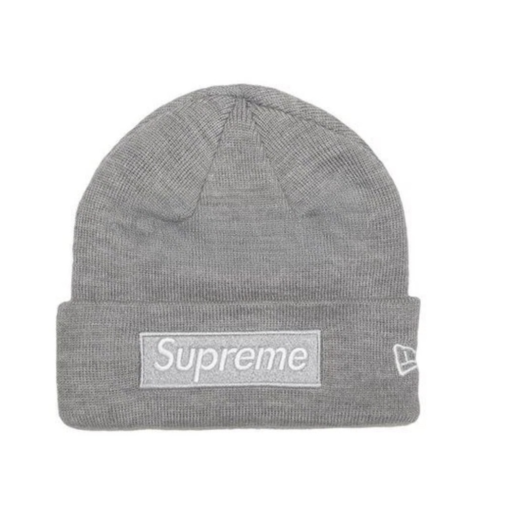 Supreme x New Era Box Logo Beanie Light Gray OS NWT
